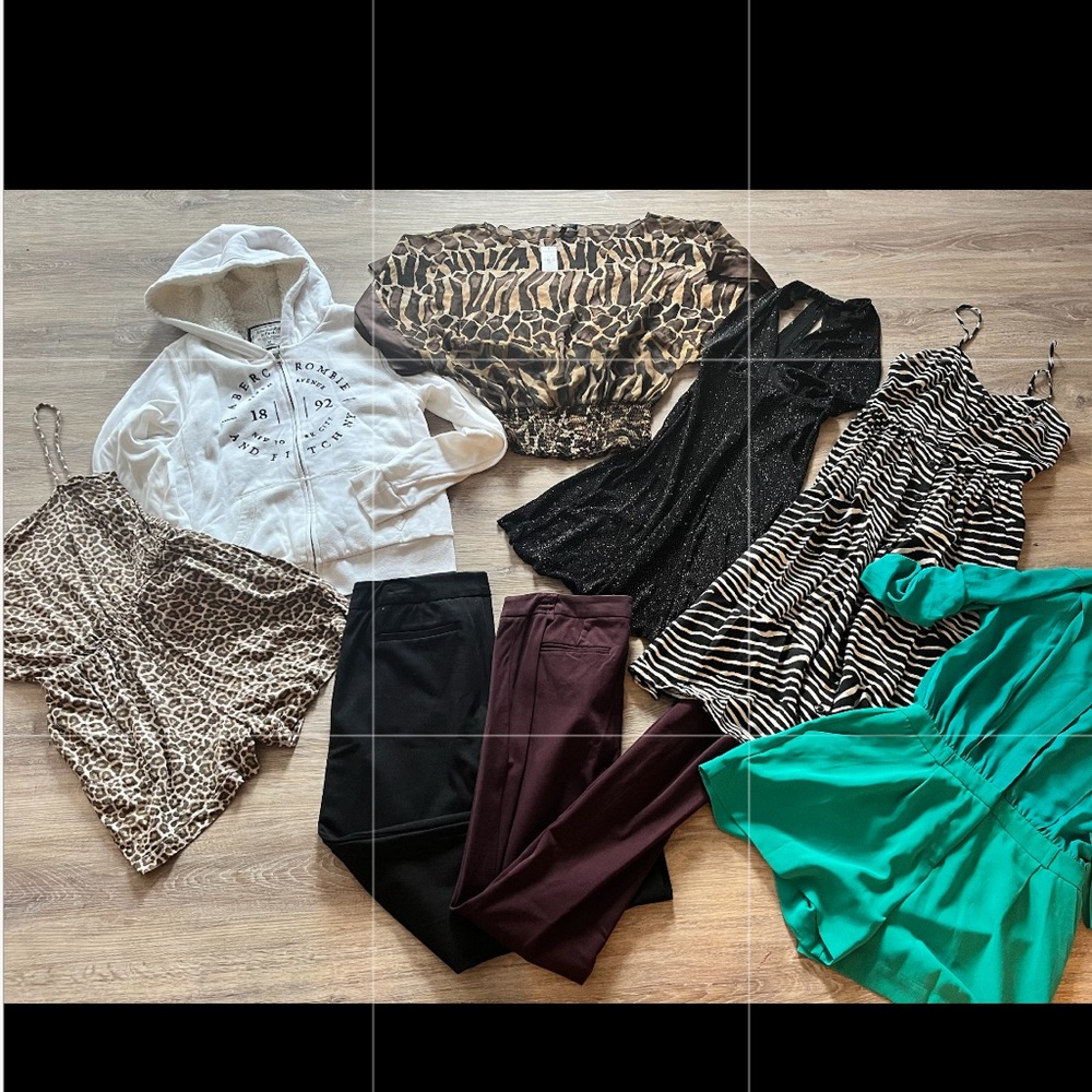 8 dress, pants, blouse, hoodie bundle